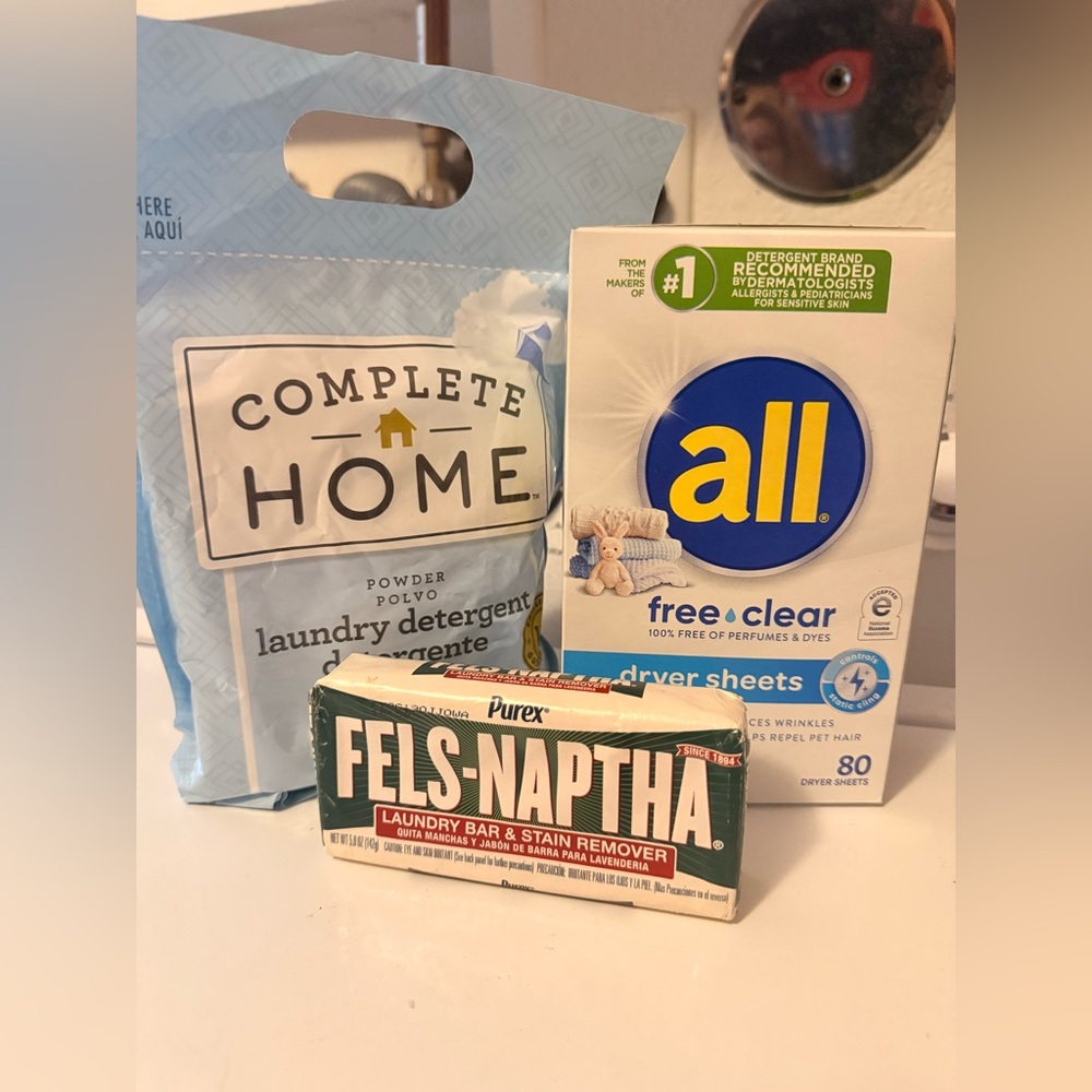 All Free Clear Dryer Sheets and Fels-Naptha Stain Remover